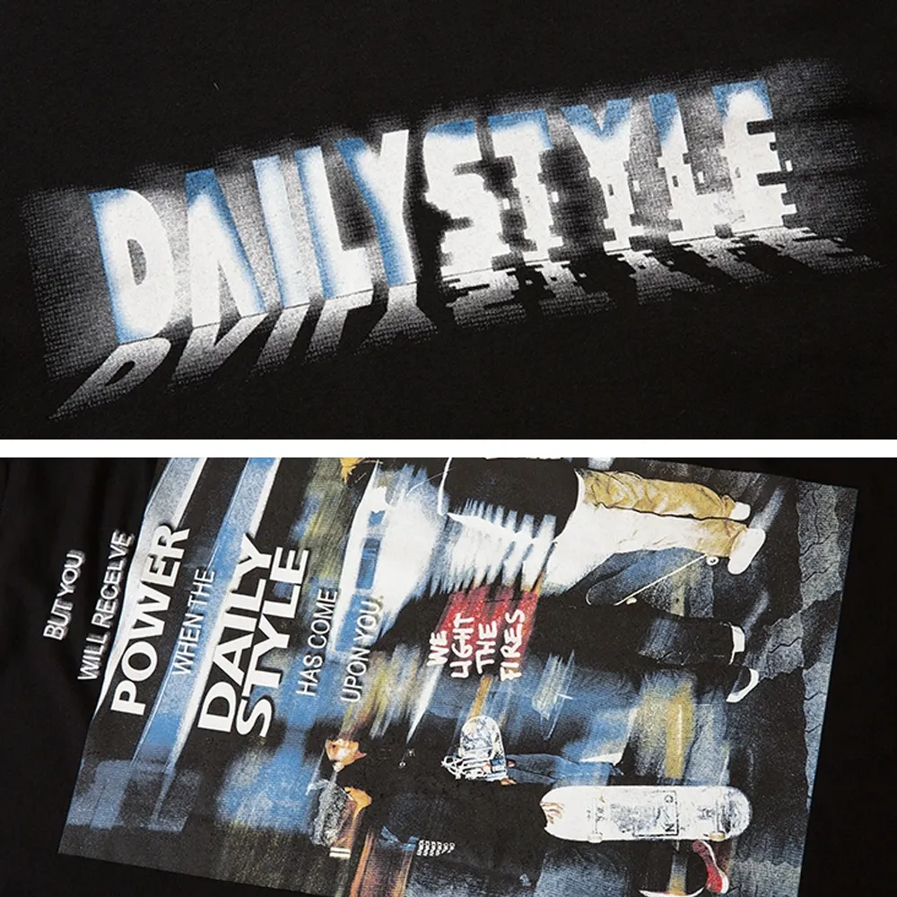Street Skateboarding Boy Silhouette Long-Sleeve Shirt
