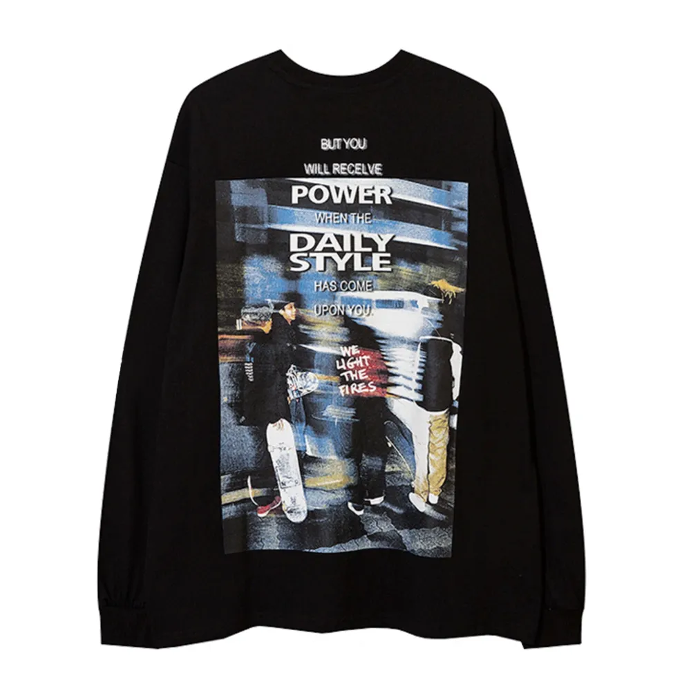 Street Skateboarding Boy Silhouette Long-Sleeve Shirt