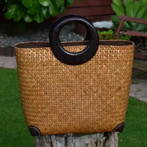 Stylish Handwoven  Krajood Bag with Wooden Handles | Yompai  NZ