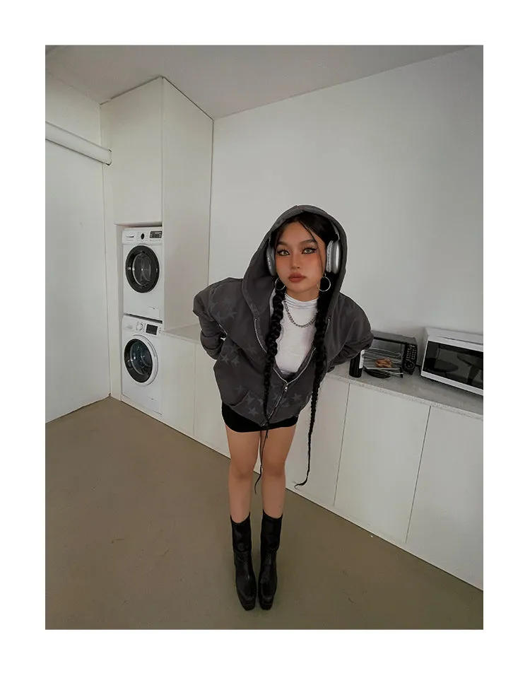 Super Star Long Sleeve Graphic Star Print Sweatshirt Hoodie