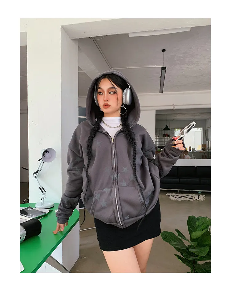 Super Star Long Sleeve Graphic Star Print Sweatshirt Hoodie