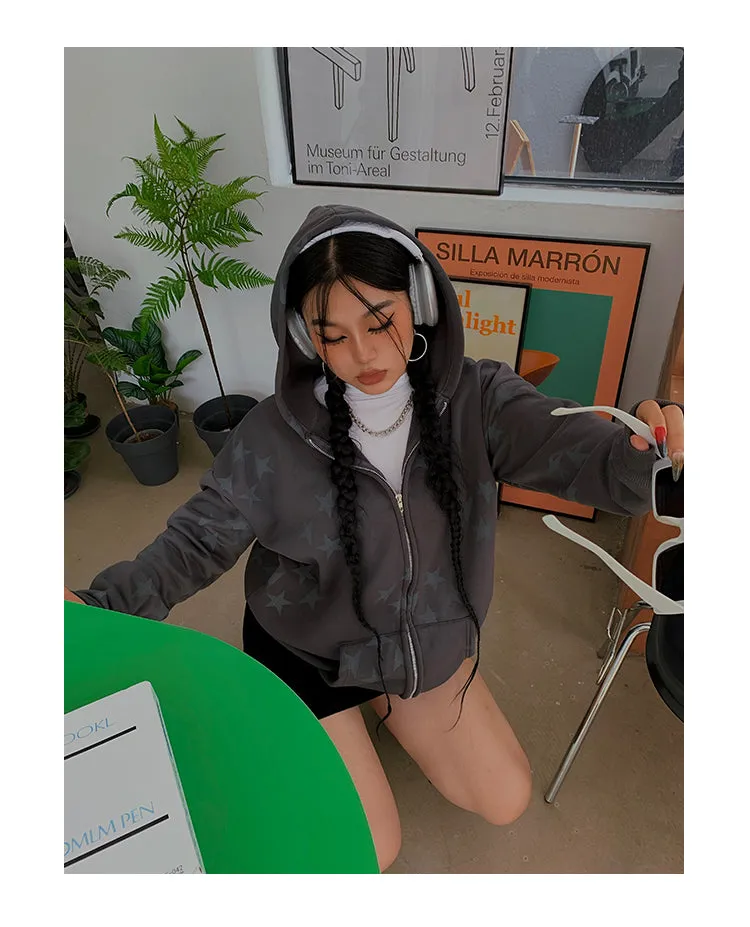 Super Star Long Sleeve Graphic Star Print Sweatshirt Hoodie
