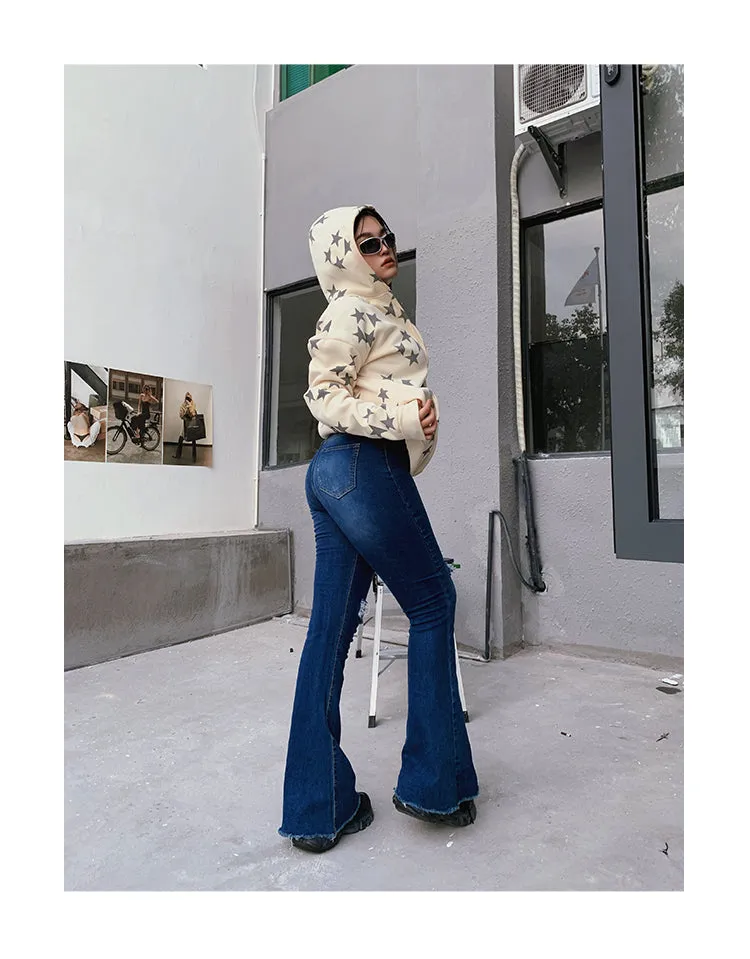 Super Star Long Sleeve Graphic Star Print Sweatshirt Hoodie