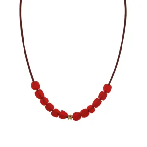 The African Cherry Red Recycled Glass Bead Necklace