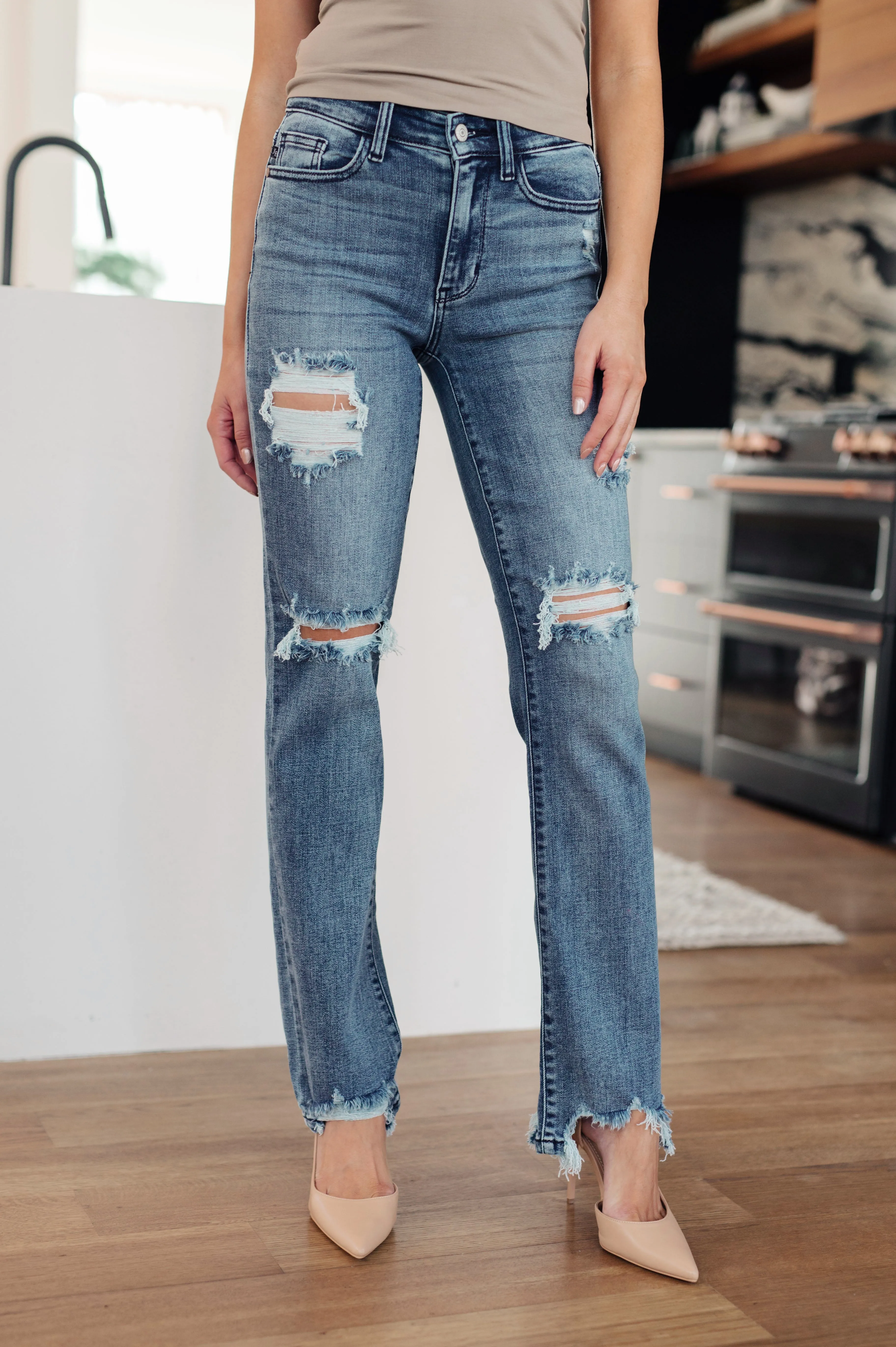 The Dawn- Destroyed Straight Leg Judy Blue Jeans
