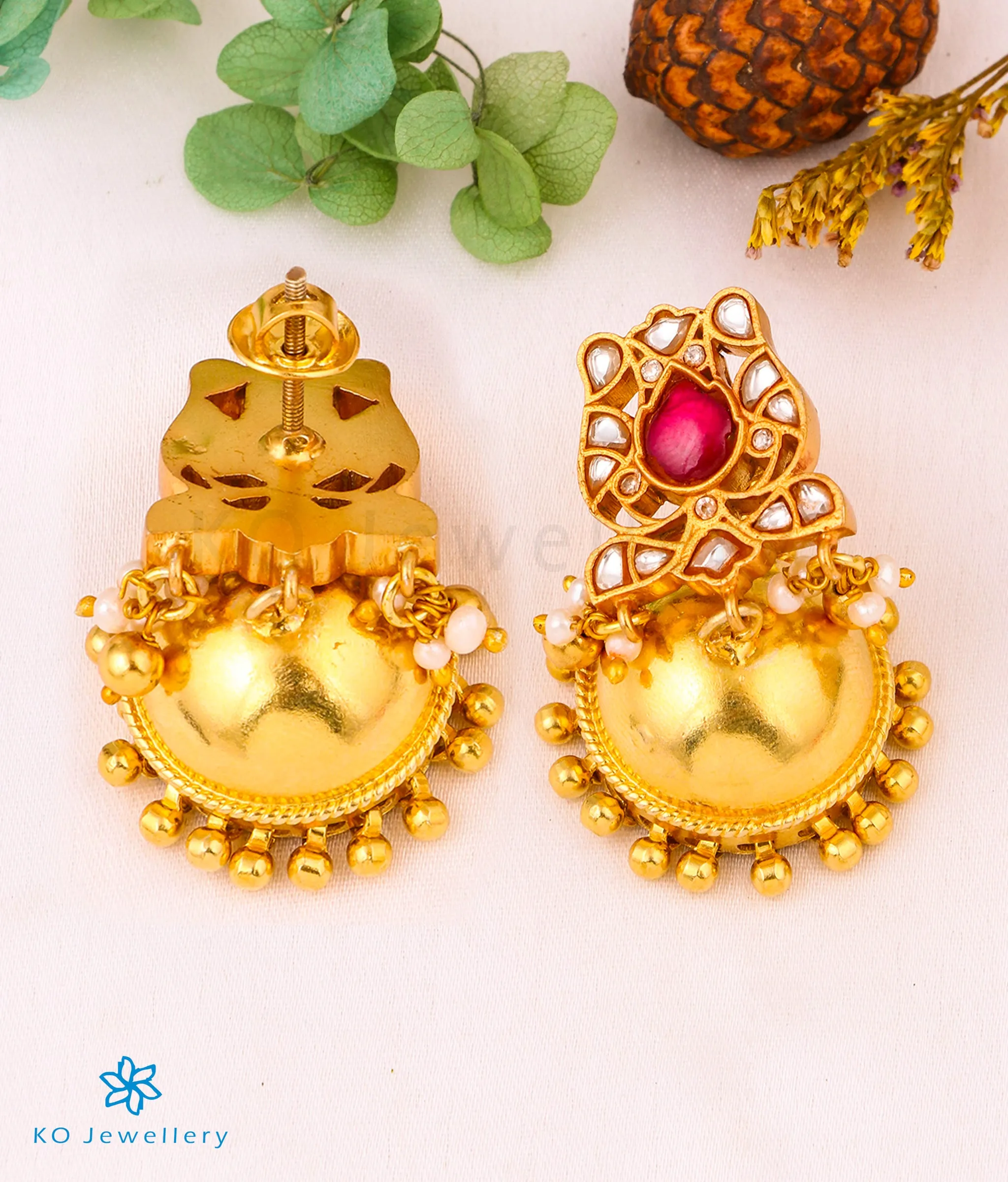 The Nazaqat Silver Kundan Jhumkas