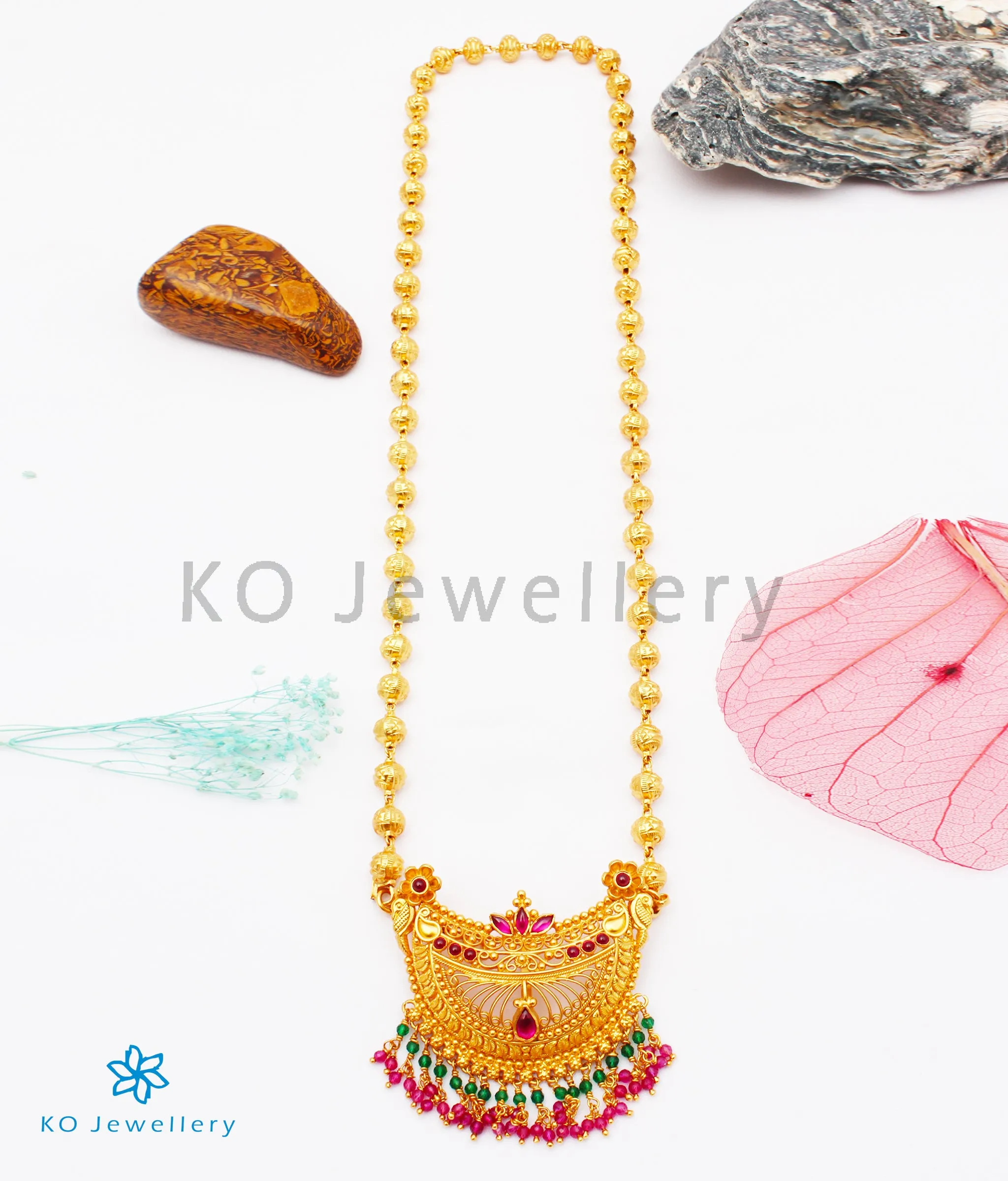 The Tvam Silver Necklace (Red/Green)
