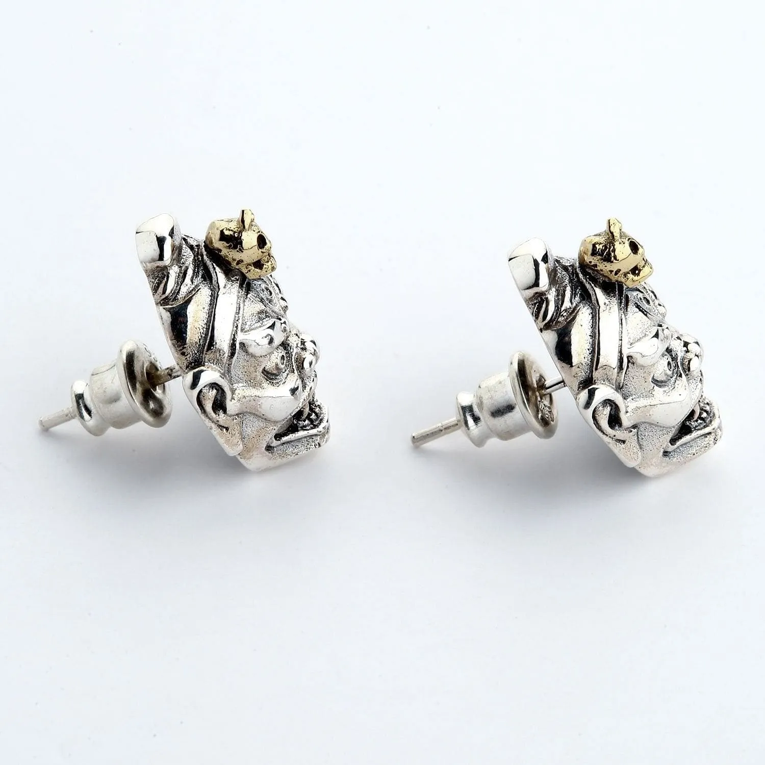 Tibetan Devil Mask Sterling Silver Earrings