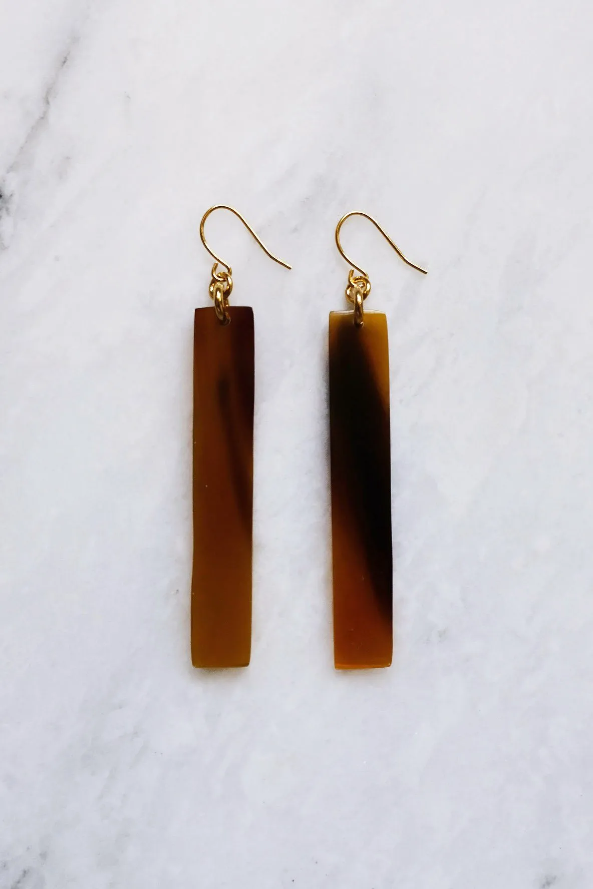 Tinh 16K Gold-Plated Brass Buffalo Horn Minimalist Bar Earrings