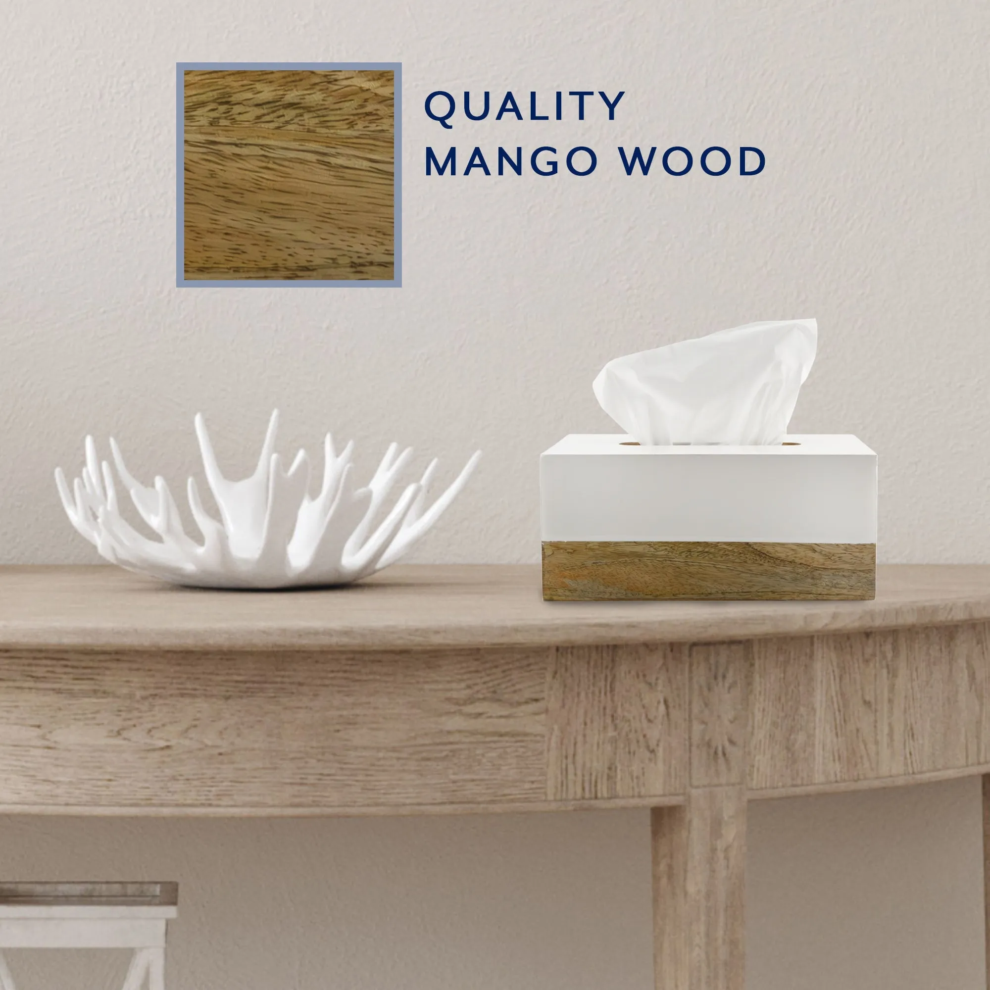 Tissue Box Cover (Enamel/Mango Wood)