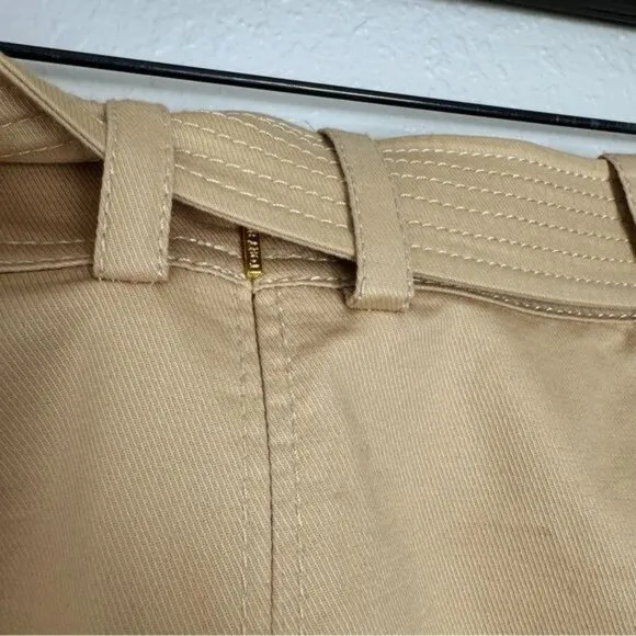 Tory Burch khaki pocket ruffle flare hem belted Dacey skirt 4