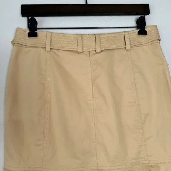 Tory Burch khaki pocket ruffle flare hem belted Dacey skirt 4