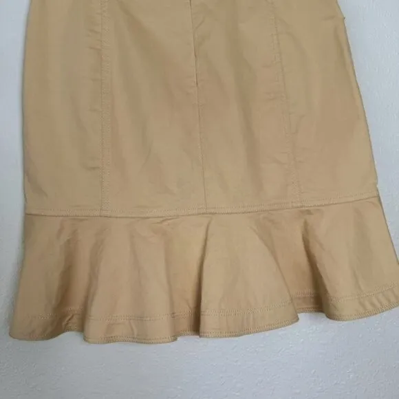 Tory Burch khaki pocket ruffle flare hem belted Dacey skirt 4