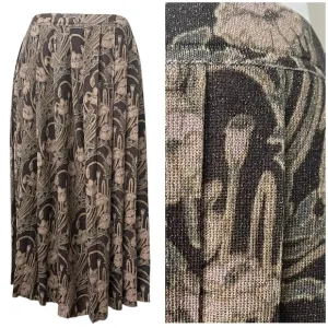 Tory Burch Metallic Floral Pleated Knit Midi Skirt Small Designer Old Money