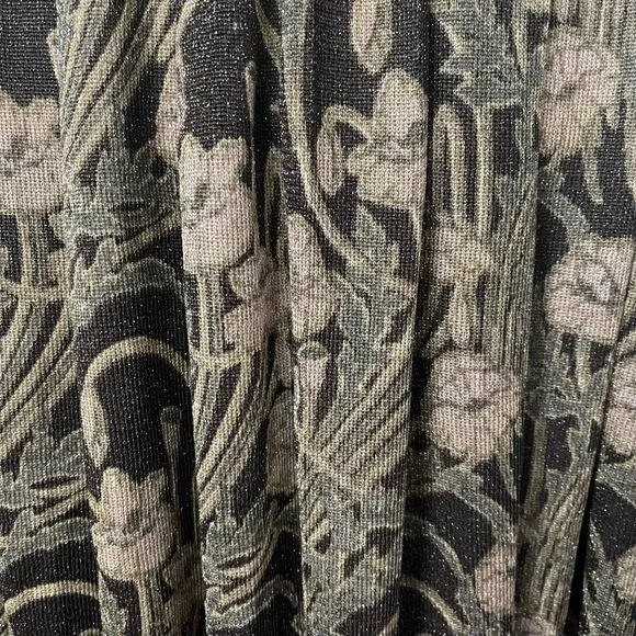 Tory Burch Metallic Floral Pleated Knit Midi Skirt Small Designer Old Money