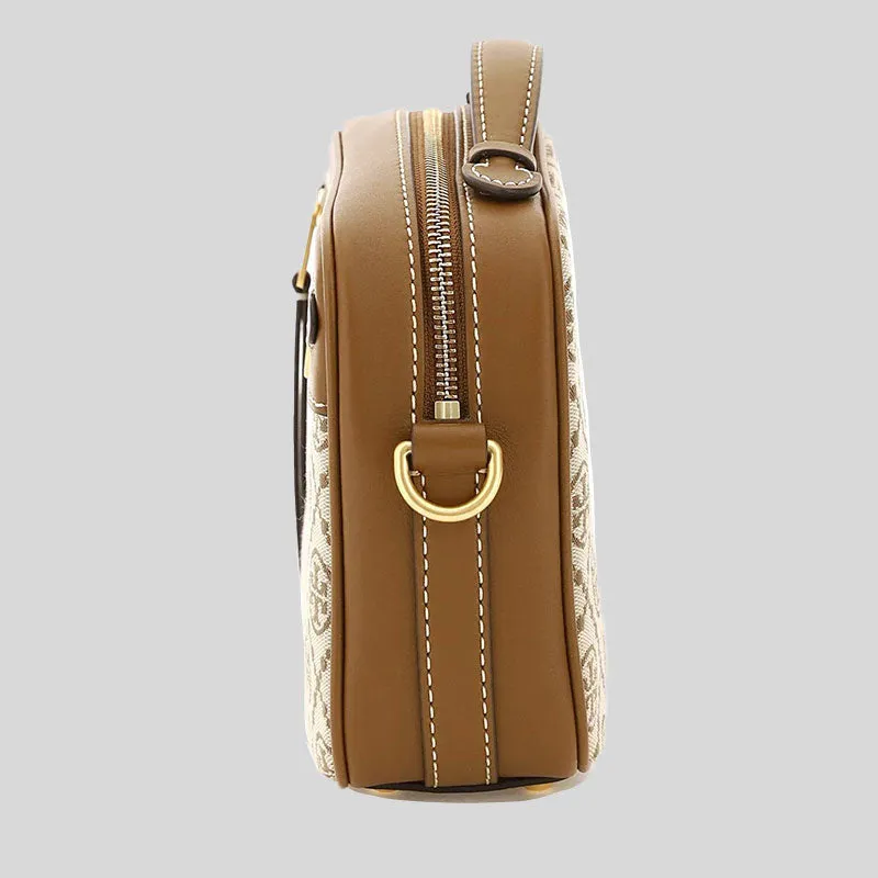 TORY BURCH T Monogram Jacquard Camera Bag Hazelnut RS-79356