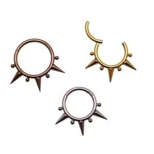 Tri-Spiked Beaded Septum Clicker 16g