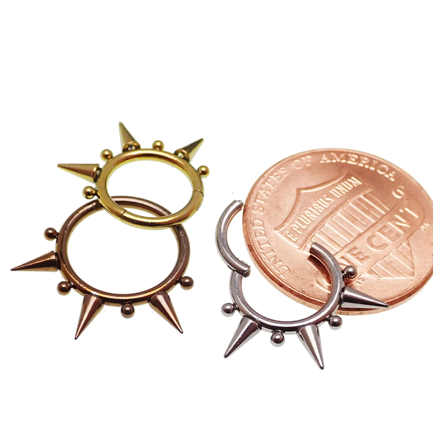 Tri-Spiked Beaded Septum Clicker 16g