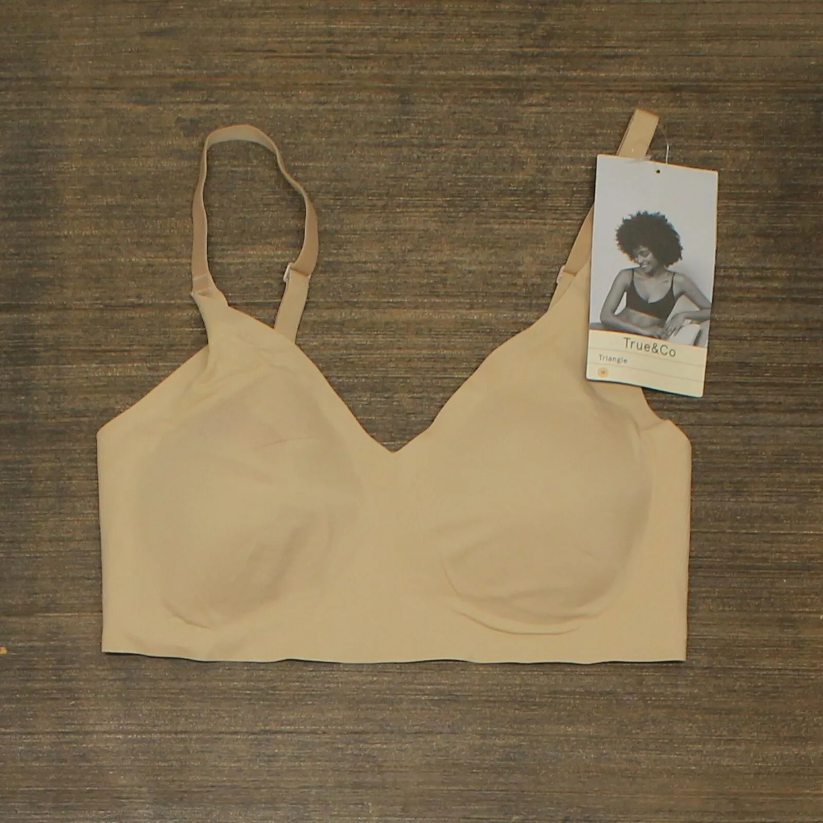 True & Co. True Everybody Women's Adjustable Strap Triangle Bra - Light Beige M