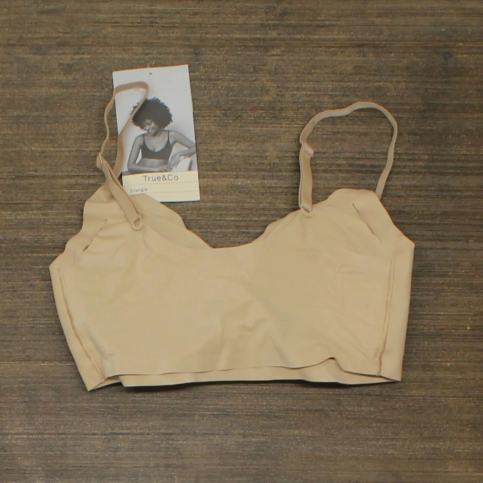 True & Co. True Everybody Women's Adjustable Strap Triangle Bra - Light Beige M