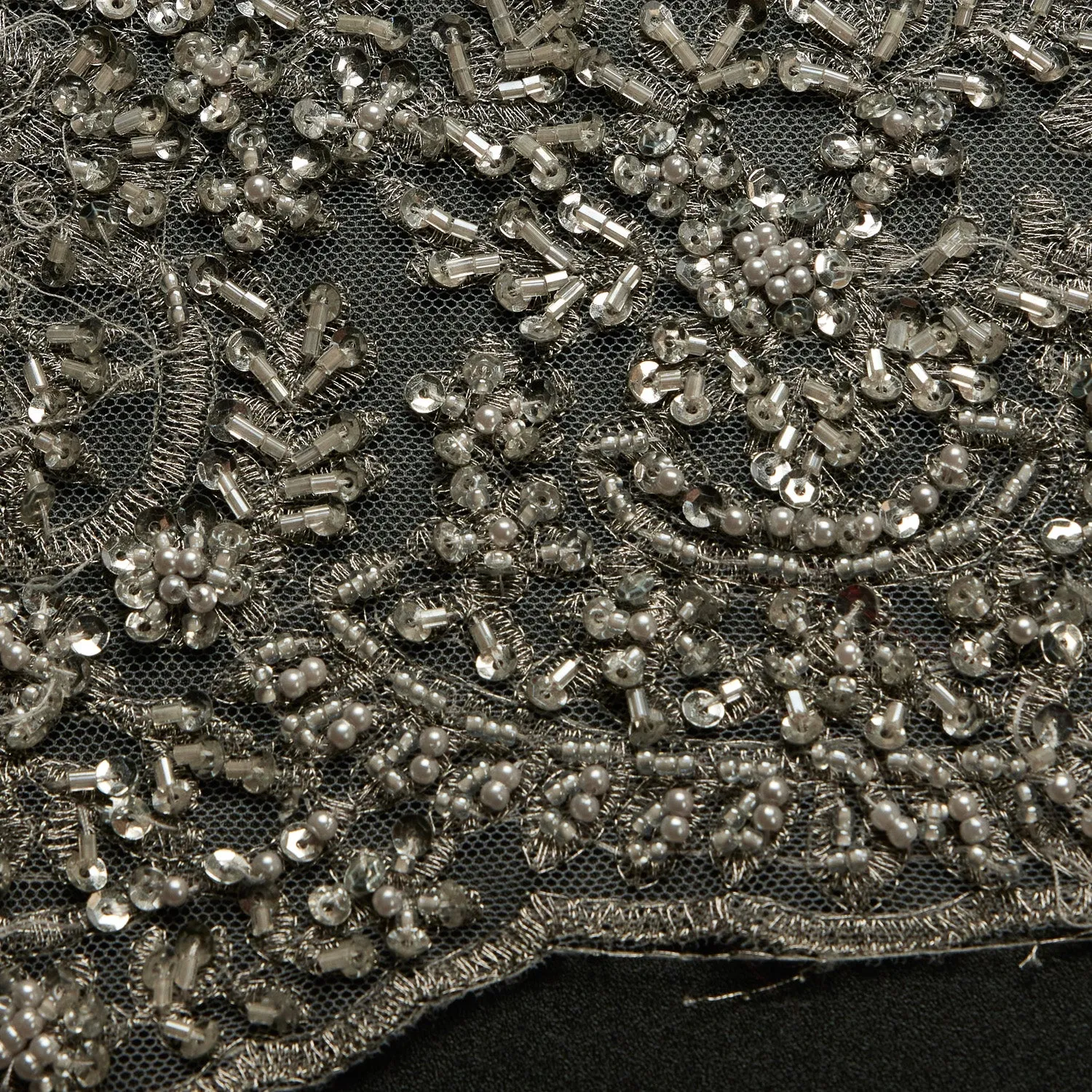 Tulle Lace Fabric Metallic Embroidered with Beads & Sequins 100% Polyester 50/52" Wide | Exquisite Fabric