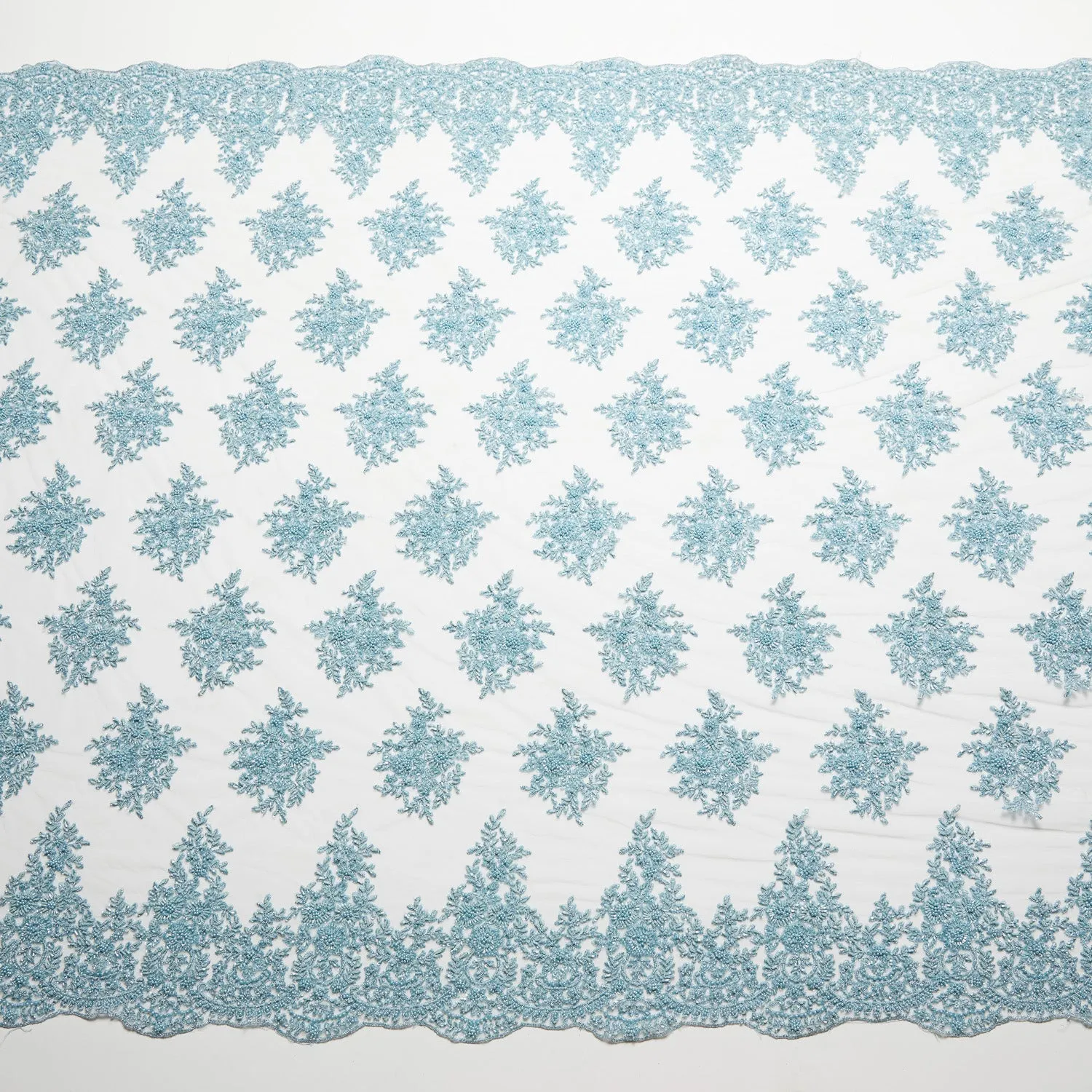 Tulle Lace Fabric Metallic Embroidered with Beads & Sequins 100% Polyester 50/52" Wide | Exquisite Fabric