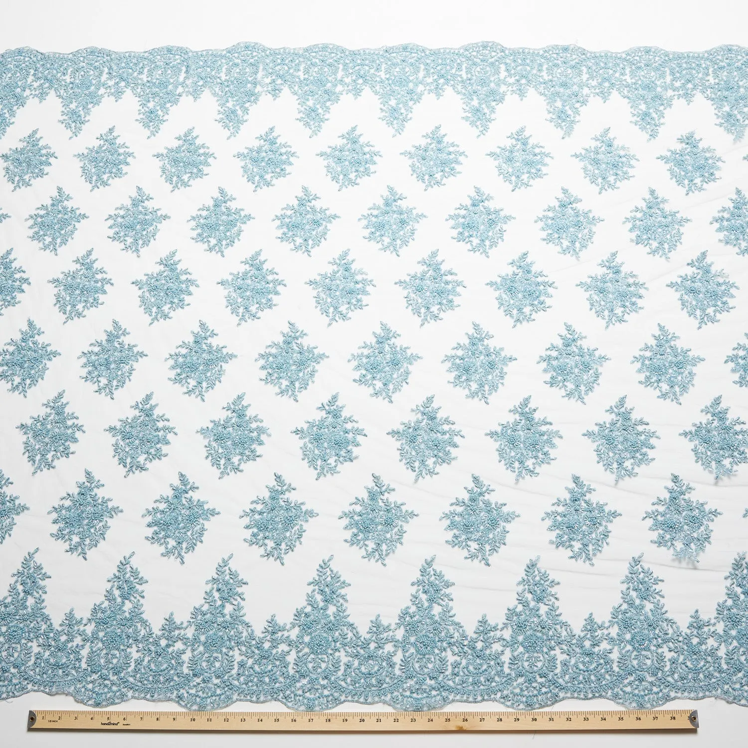 Tulle Lace Fabric Metallic Embroidered with Beads & Sequins 100% Polyester 50/52" Wide | Exquisite Fabric