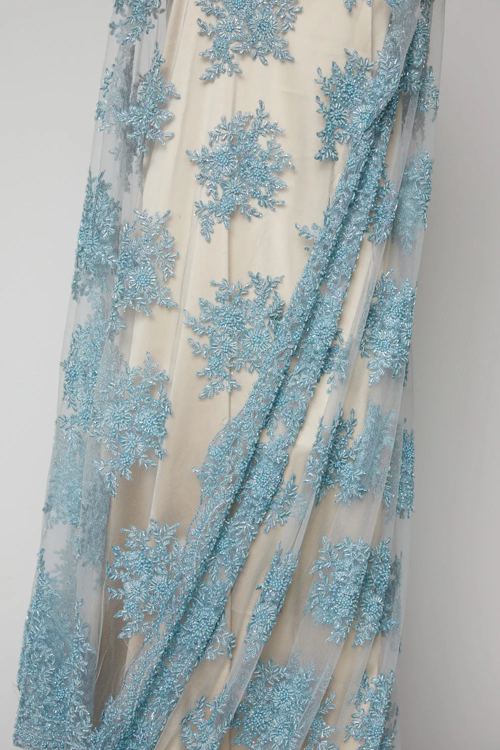 Tulle Lace Fabric Metallic Embroidered with Beads & Sequins 100% Polyester 50/52" Wide | Exquisite Fabric