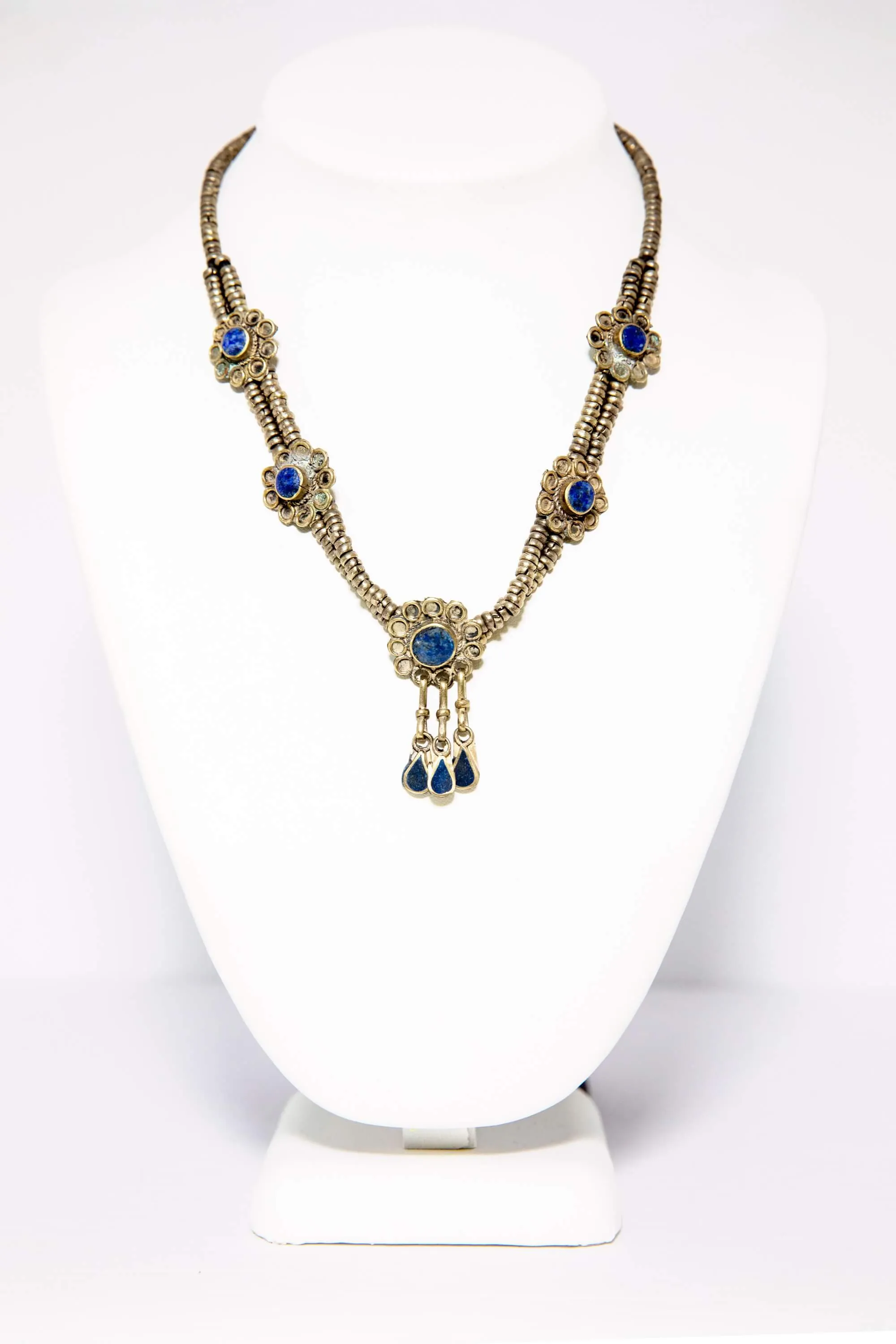 Turkish Silver Necklace - Lapis Lazuli Center Stones