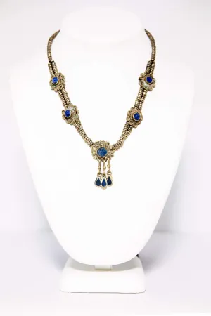 Turkish Silver Necklace - Lapis Lazuli Center Stones