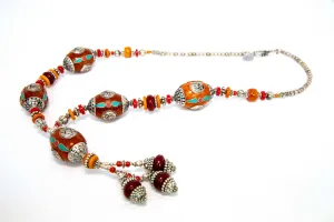 Turkish Silver Necklace With Tibetan Stones