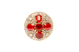 Turkish Silver Red Cross Shield Ring