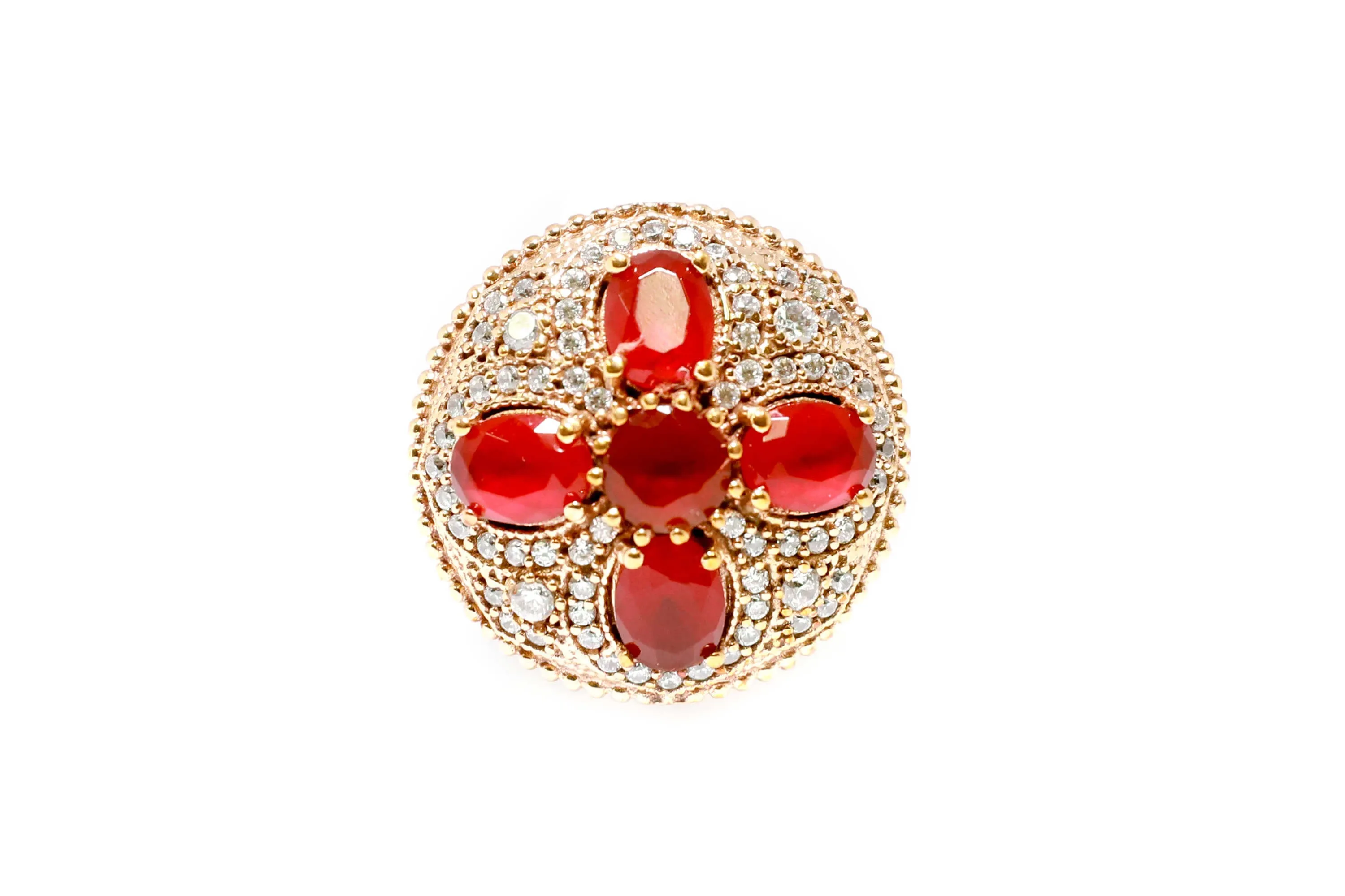 Turkish Silver Red Cross Shield Ring