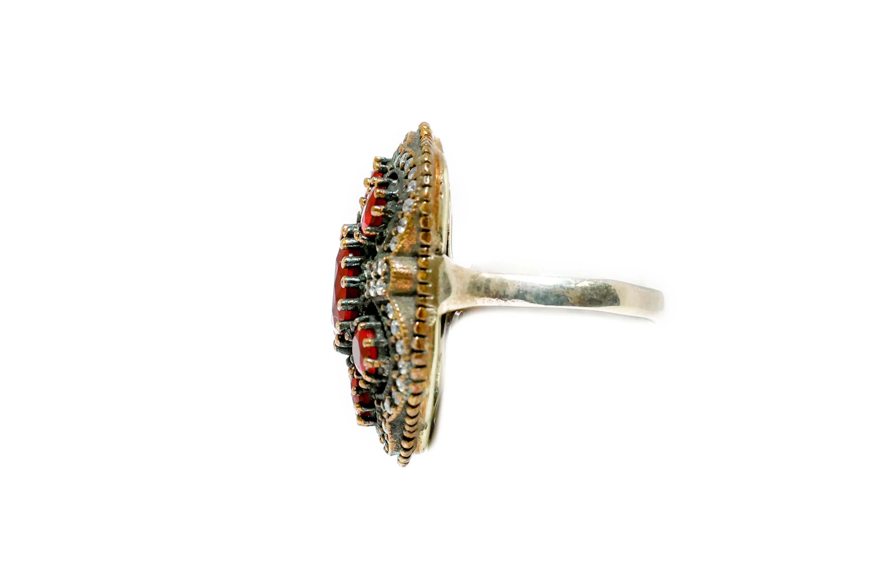 Turkish Silver Ruby Red Statement Ring