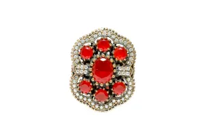 Turkish Silver Ruby Red Statement Ring