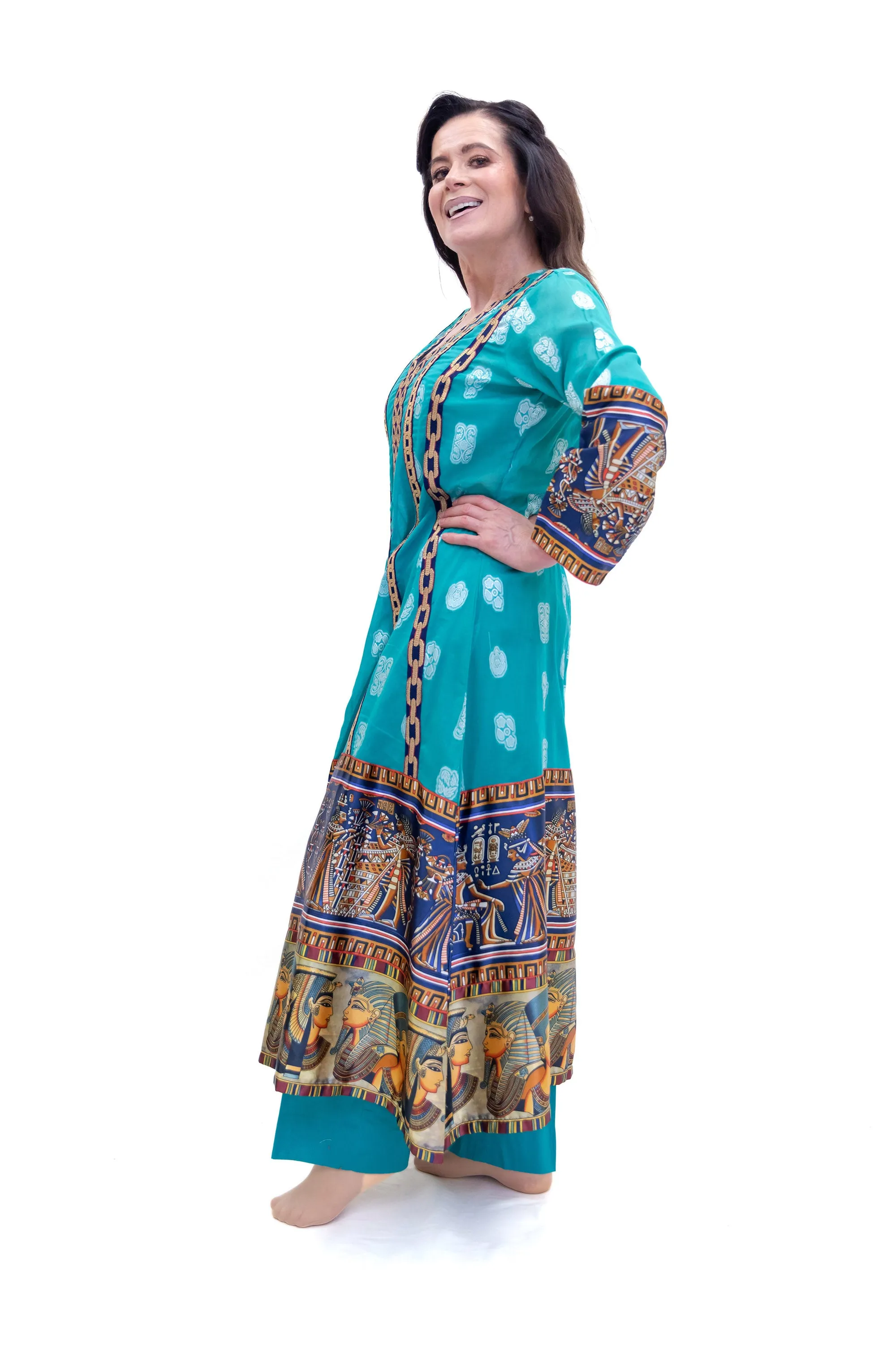 Turquoise Cotton & Silk Salwar Kameez - Asim Jofa Designer Suit