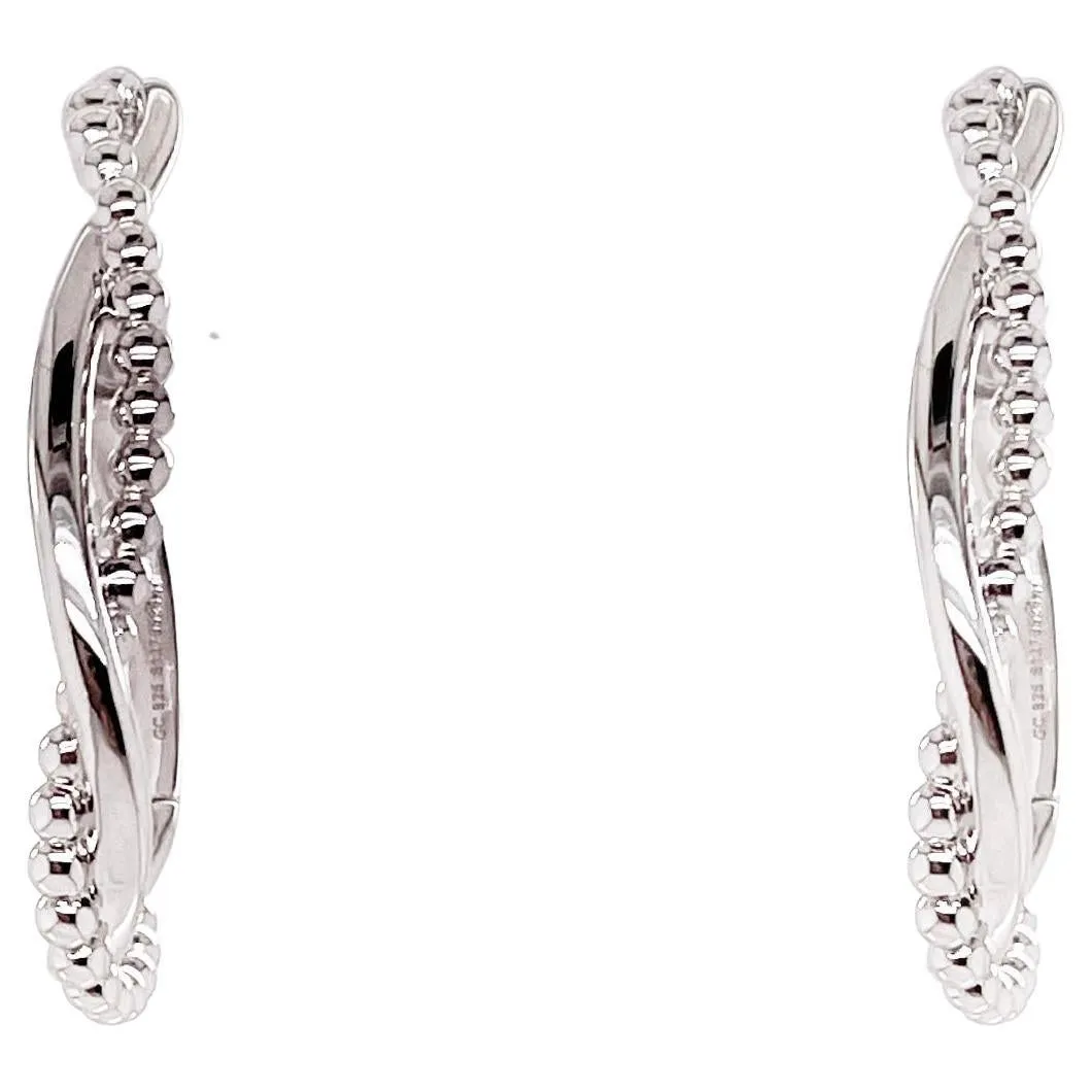 Twisted Hoop Earring in Sterling Silver w Patented Screw On Backs