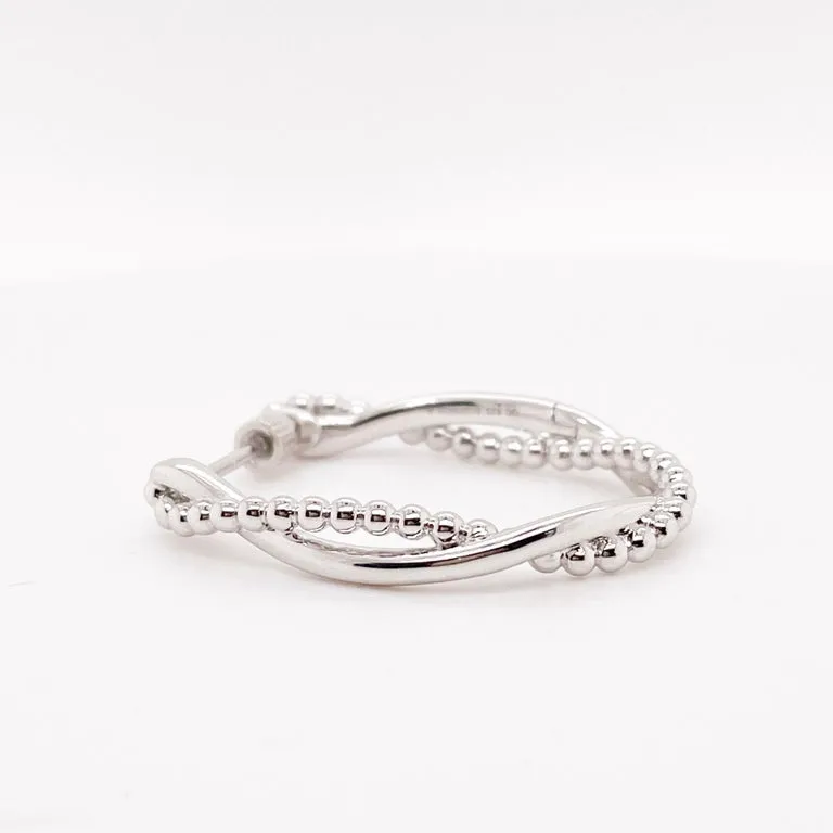 Twisted Hoop Earring in Sterling Silver w Patented Screw On Backs