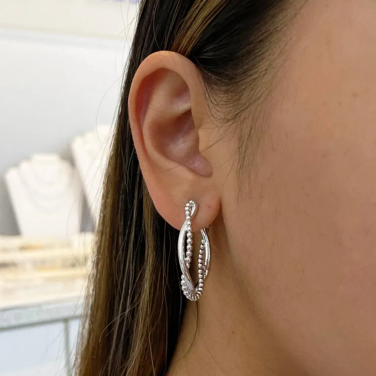 Twisted Hoop Earring in Sterling Silver w Patented Screw On Backs