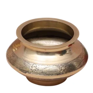 Two Moustaches 4 Inches Ethnic Carving Kalash Showpiece, Kalash for Pooja Rituals, Brass Mangal Kalash, Brass Gangajali Lota, Kalash for Pooja, Kalash for Gangajal, Golden, Pack of 1