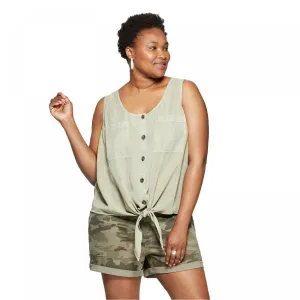 Universal Thread Women's Plus Size Sleeveless Round Neck Tie Front Blouse