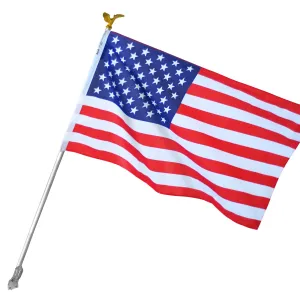 US American Flag Kit with 6 Foot Steel Pole And Bracket Poly Cotton 3 Ft x 5 Ft