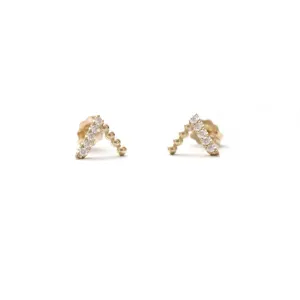 V beaded diamond earrings