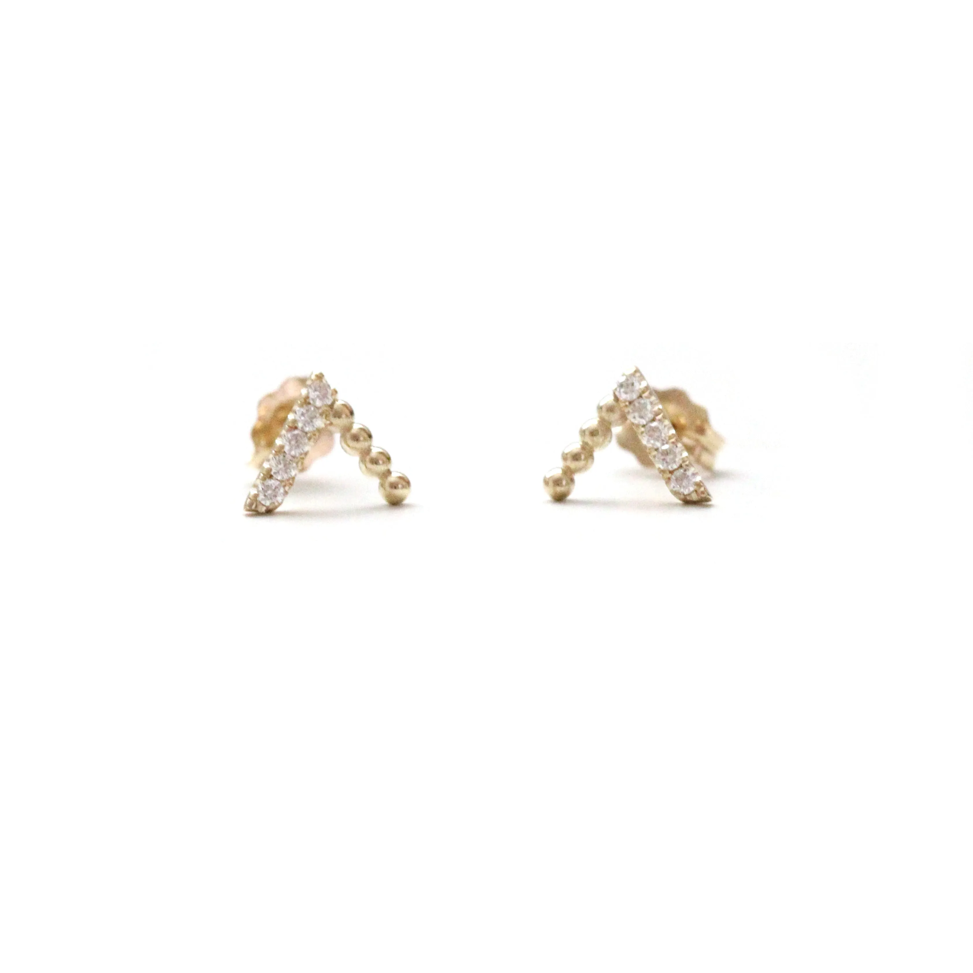V beaded diamond earrings