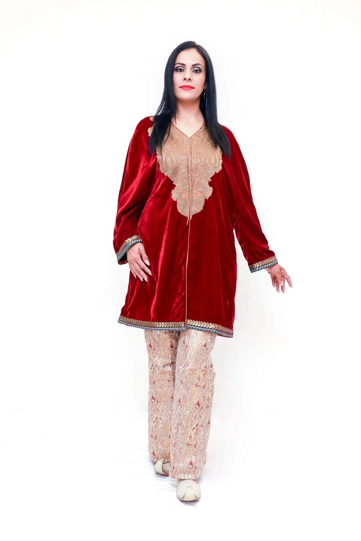 Velvet Jacket Shirt Kurti