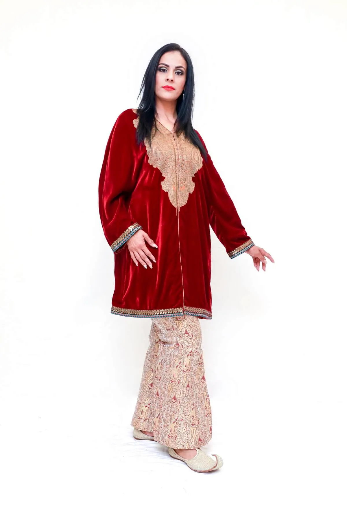 Velvet Jacket Shirt Kurti