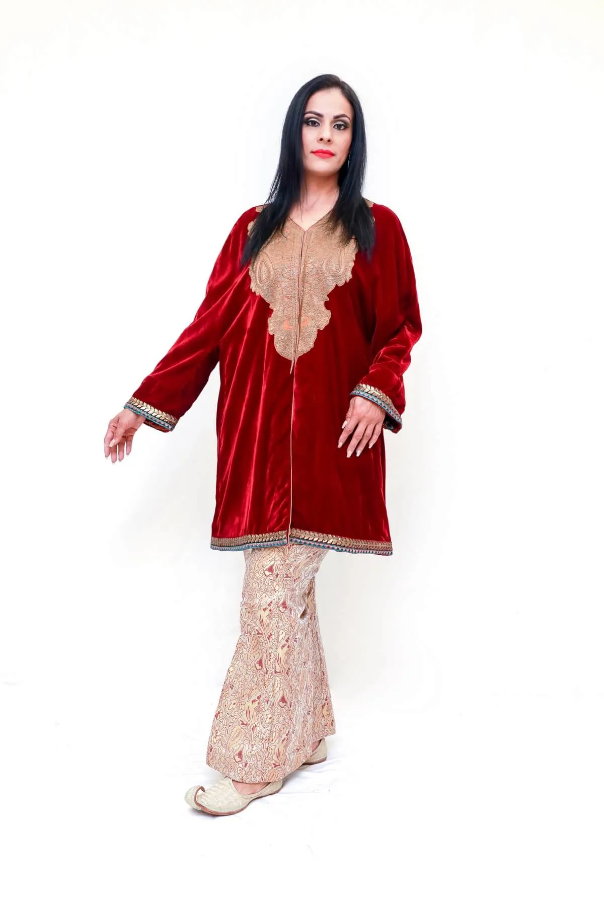 Velvet Jacket Shirt Kurti