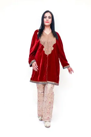 Velvet Jacket Shirt Kurti