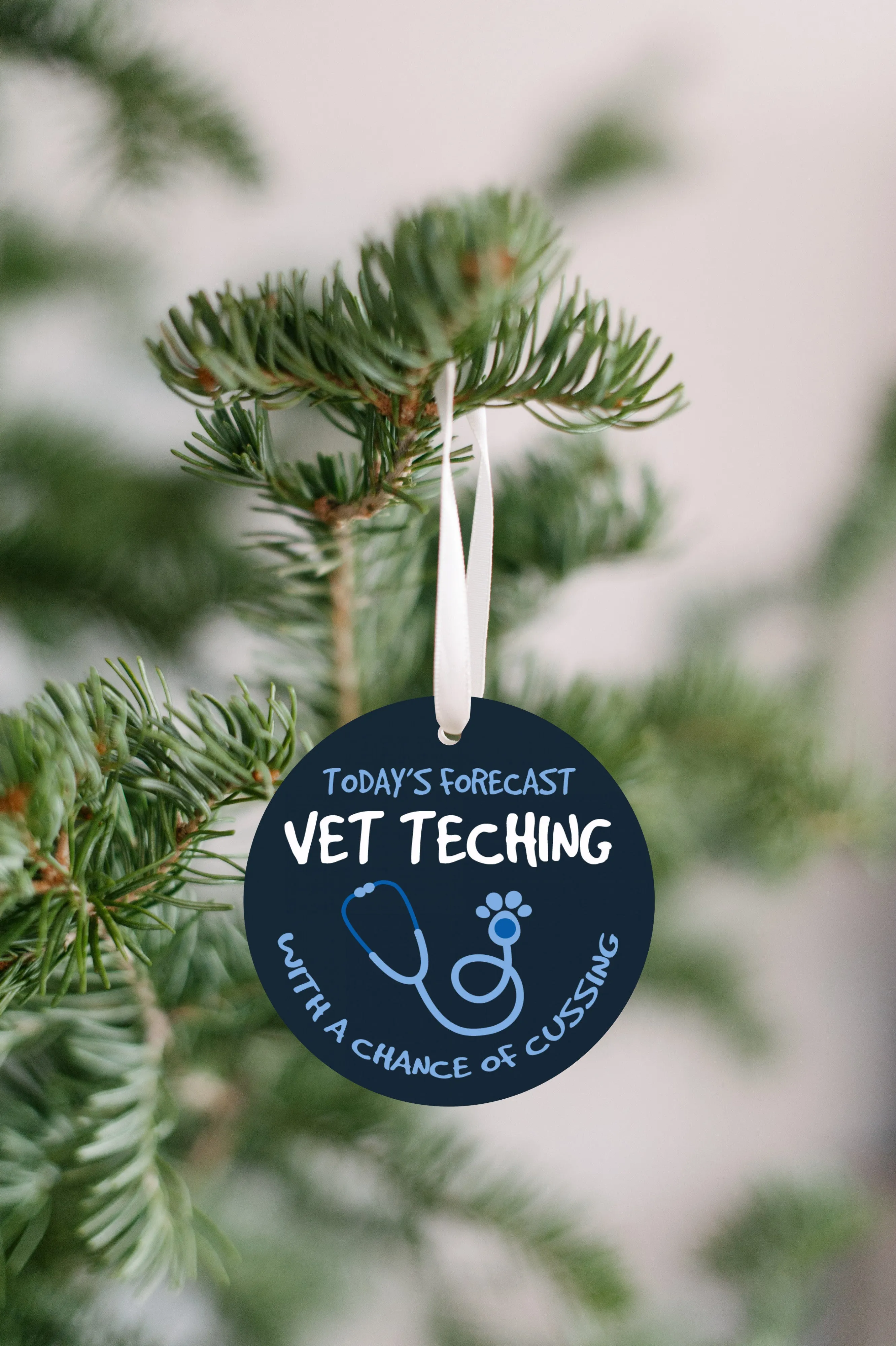 Vet Tech and Cussing Christmas Ornament