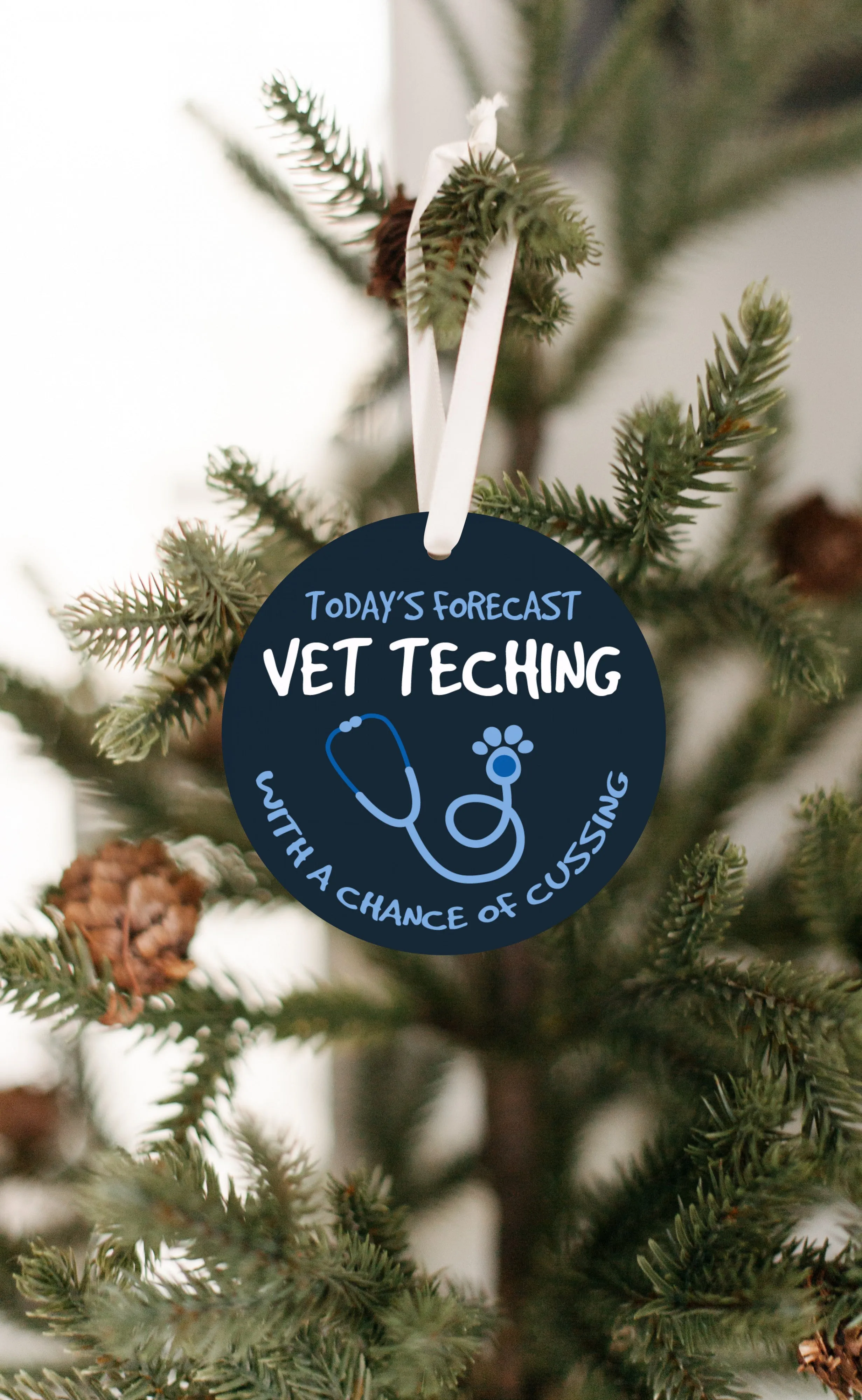 Vet Tech and Cussing Christmas Ornament